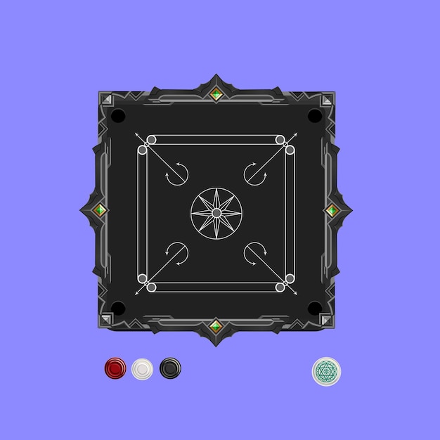vector carrom board design for the mobile game user interface. board game with a striker and coins.