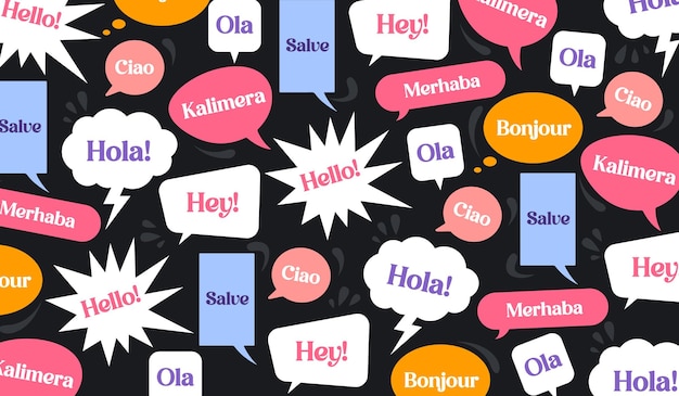 vector cartoon background with different speech bubbles stickers