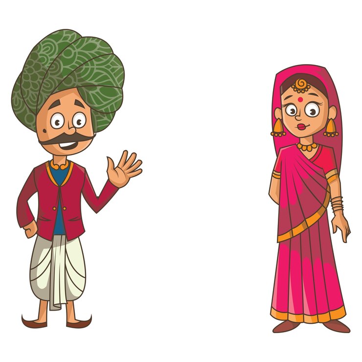 Vektor vector cartoon illustration of rajasthani couple