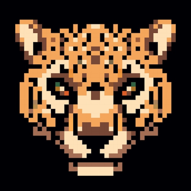 Vector cheetah head pixel art