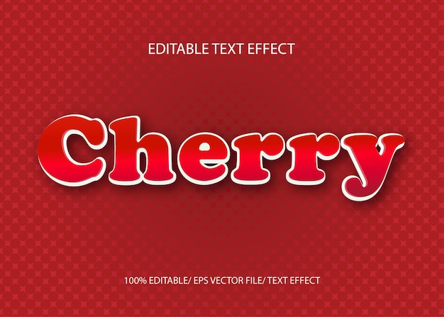 Vector cherry 3d text effect editable