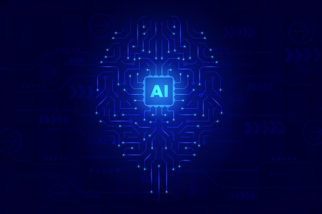 Vector circuit board human brain Concept of artificial intellingence Technology abstract background
