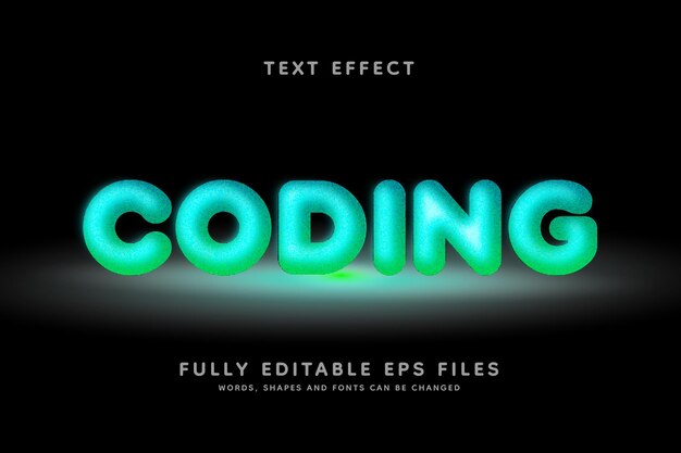 vector code text effect editable future and neon text style