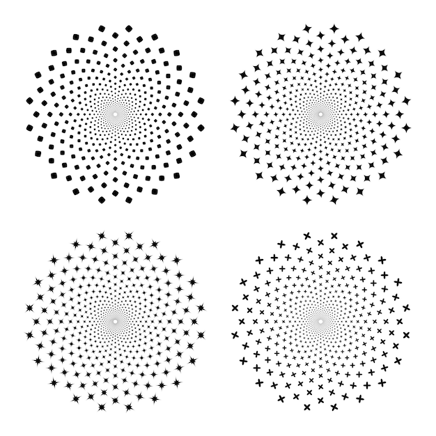 vector collection of spiral patterns forming an illusion