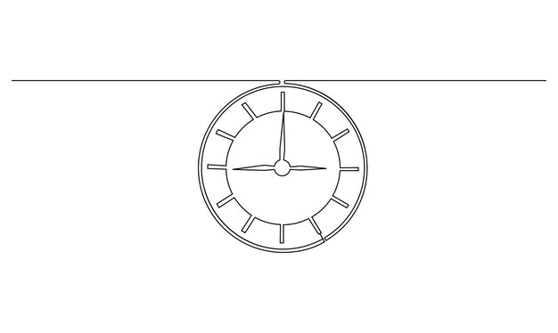 vector continuous one simple single abstract line drawing of clock isolated on white background