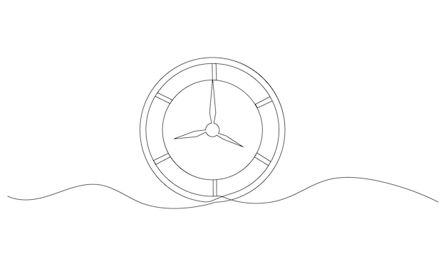 vector continuous one simple single abstract line drawing of clock isolated on white background