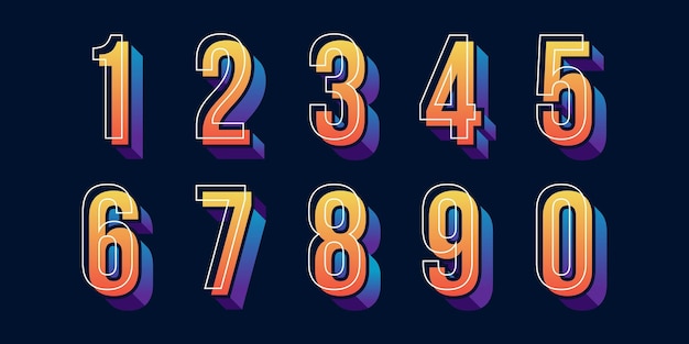 vector creative color 3d geometry shapes' numerals font alphabet vector illustrations