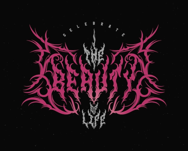 Vector dark poster with tribal lettering composition with text quote Celebrate the Beauty of Life