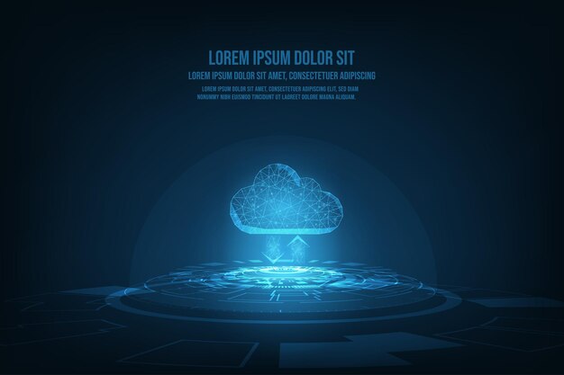 vector data cloud storage network from lines. abstract technology background