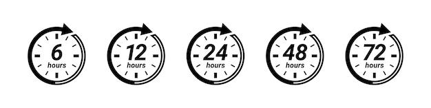 Vector delivery timer with clock circle arrow icon