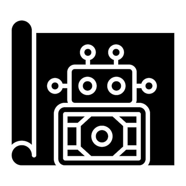 Vector Design Robot Blueprint Icon Style