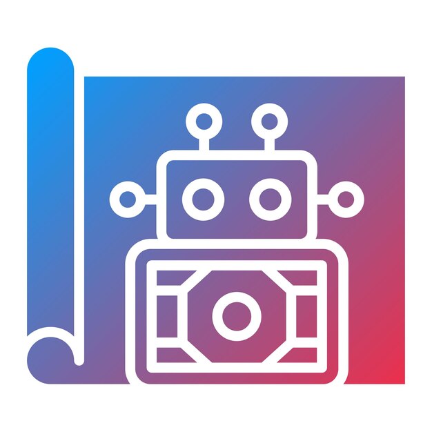 Vector Design Robot Blueprint Icon Style