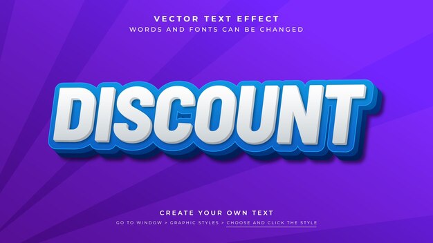 Vector Editable 3D white blue text effect Discount promotion sale graphic style on blue background