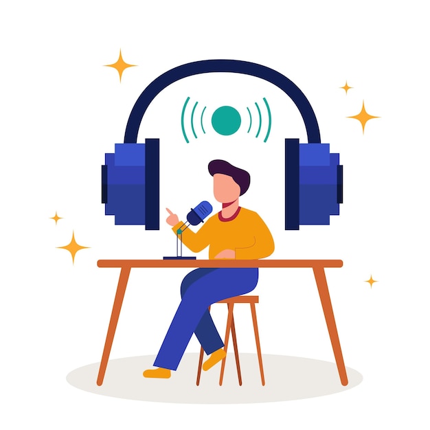 vector flat design podcast illustration
