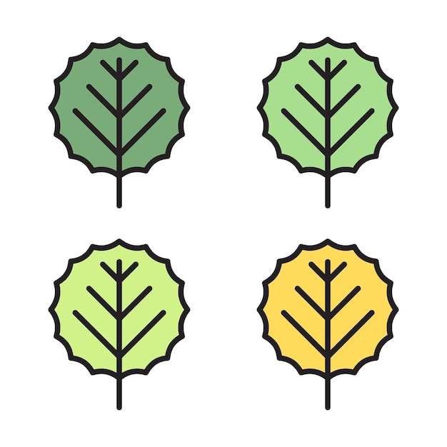 Vector Flat Design Tree Icon Set In Multiple Color