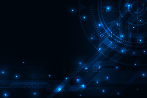 vector futuristic tech circle circuit board blue light technology background