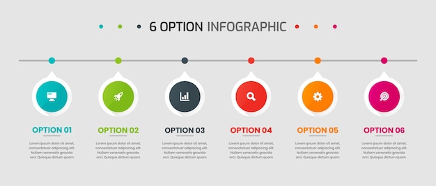 vector graphic of infographic element design templates with icons and 6 options