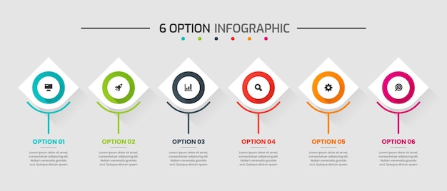 vector graphic of infographic element design templates with icons and 6 options