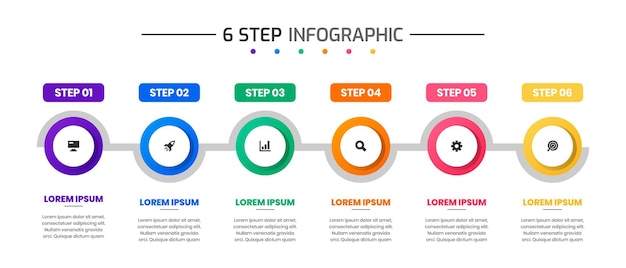 vector graphic of infographic element design templates with icons and 6 steps
