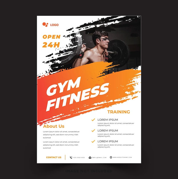 vector gym fitness flyer template with grunge shapes