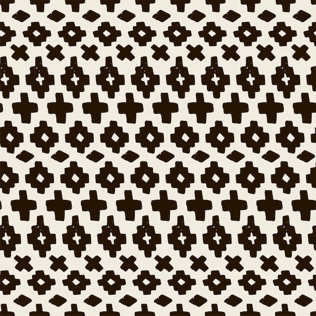 Vector hand drawn seamless tribal pattern. Abstract ethnic seamless pattern in monochrome. Endless background geometric shape. Texture for printing on textiles, notebook covers and web design
