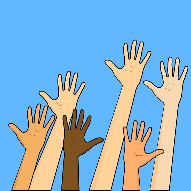 vector hand uphands of people from several countries