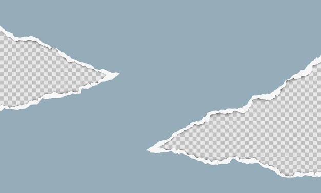 Vector horizontal torn paper edge Ripped paper strip with soft shadow