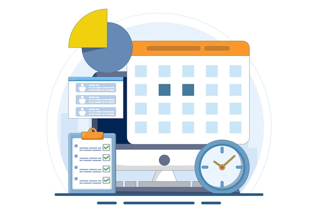 vector illustration about business planning concept with planning schedule and leaving notes