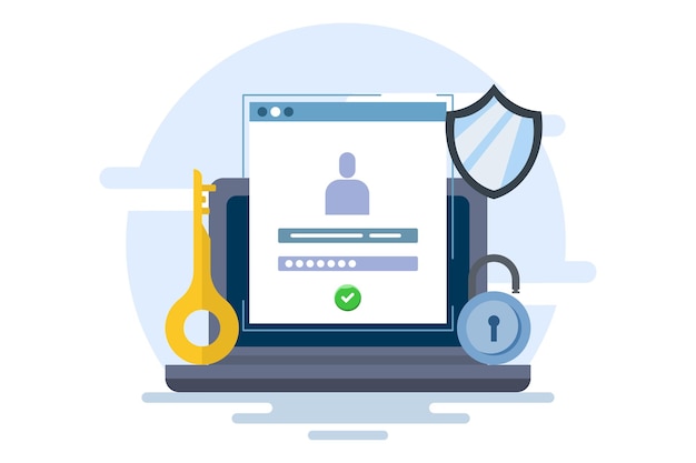 vector illustration about concept of online authentication or strong password for cyber security