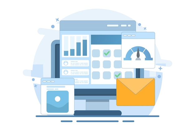 vector illustration about concept of project management software that handles multiple business task
