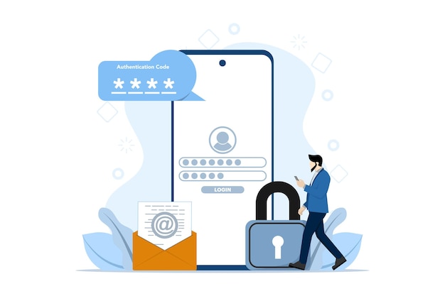vector illustration about Concept of two step verification or OTP or authentication password