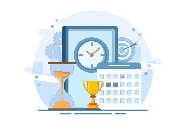 vector illustration about selfdiscipline and motivation implementation concept or time management