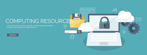 vector illustration flat cloud computing background data storage network technology multimedia
