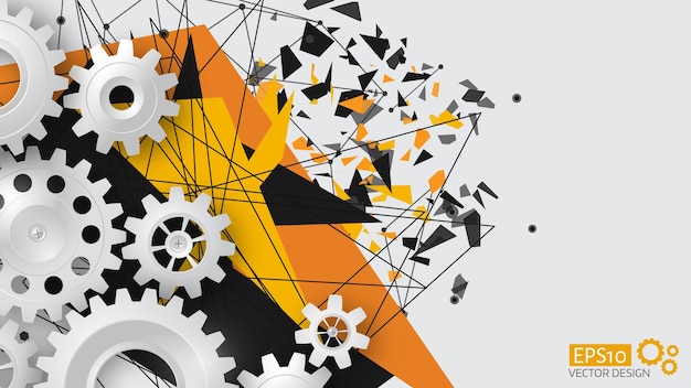 Vector illustration gear wheel and circuit board, Hi-tech digital technology and engineering, digital telecom technology concept. Abstract explosion background