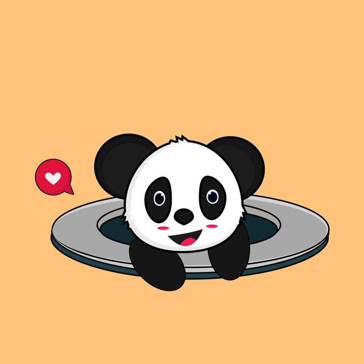 Vector Illustration Icon Cartoon Cute panda coming out of holePremium Isolated Vector Flat Cartoon