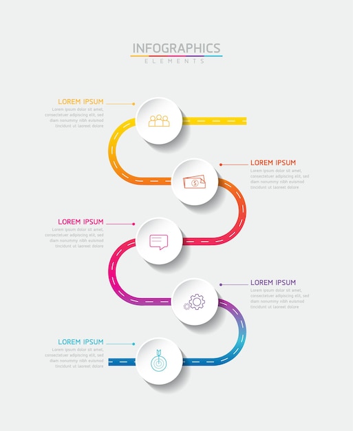 Vector illustration infographic design template presentation 5 options or steps