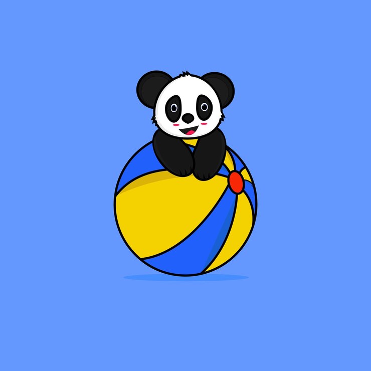 vector illustration of a panda hugging a beach ball flat style illustration suitable for children
