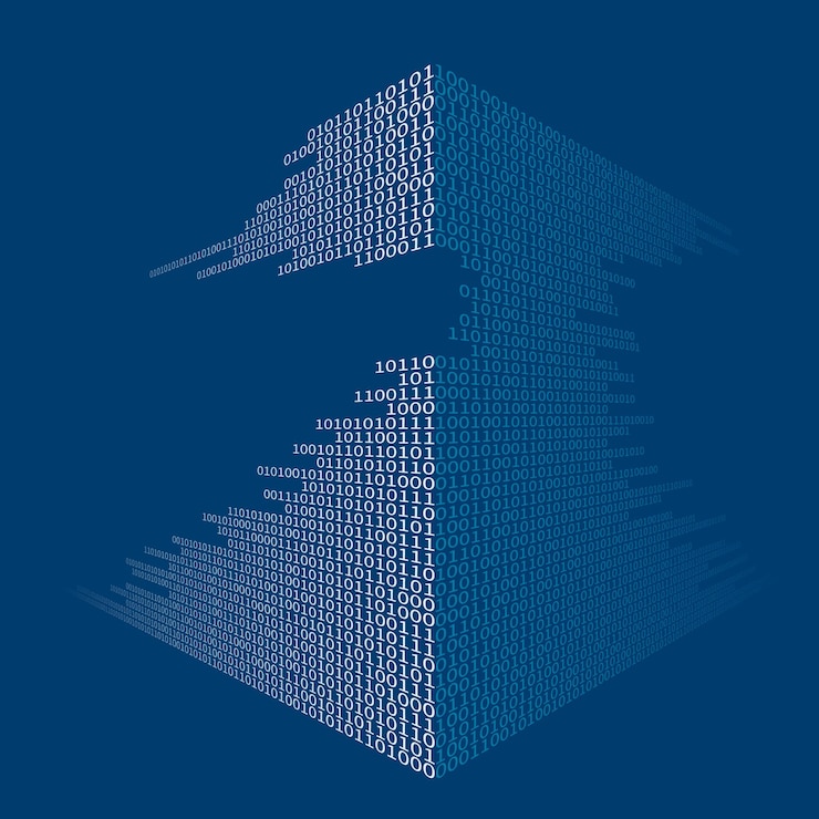 Vektor vector illustration of abstract city building from digital information streams sketch for creativity