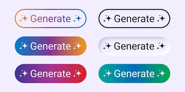 vector illustration of ai generate button set in different colors
