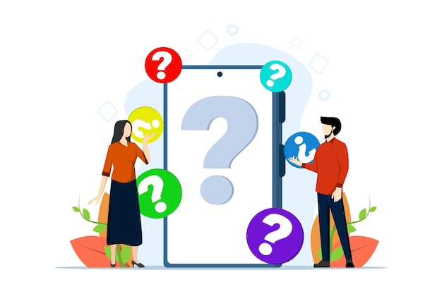vector illustration of FAQ Concept with People having questions