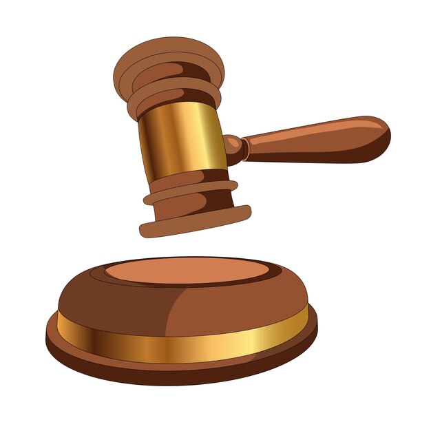 Vector illustration of the judge's hammer 3d model of judge's hammer Isolated