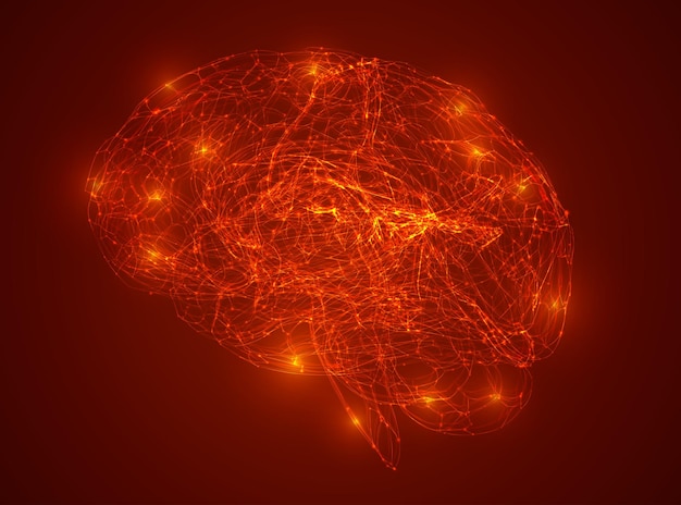 Vector illustration threedimensional brain on a dark background