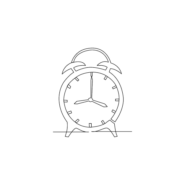 vector in one continuous line drawing of analog clock minimalism concept of business deadline