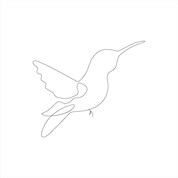 Vector in one continuous line drawing of humming bird best use for logo poster banner