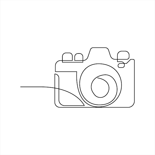 vector in one continuous one line drawing of camera hand drawn minimalist
