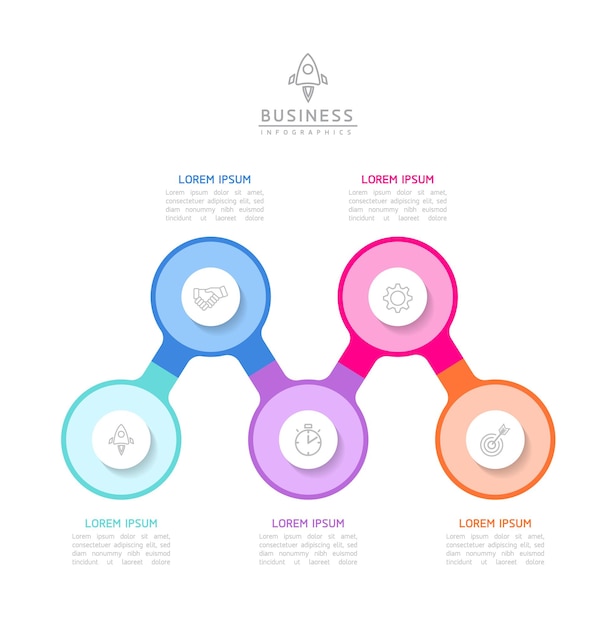 vector infographic business presentation template with circular interconnection with 5 options