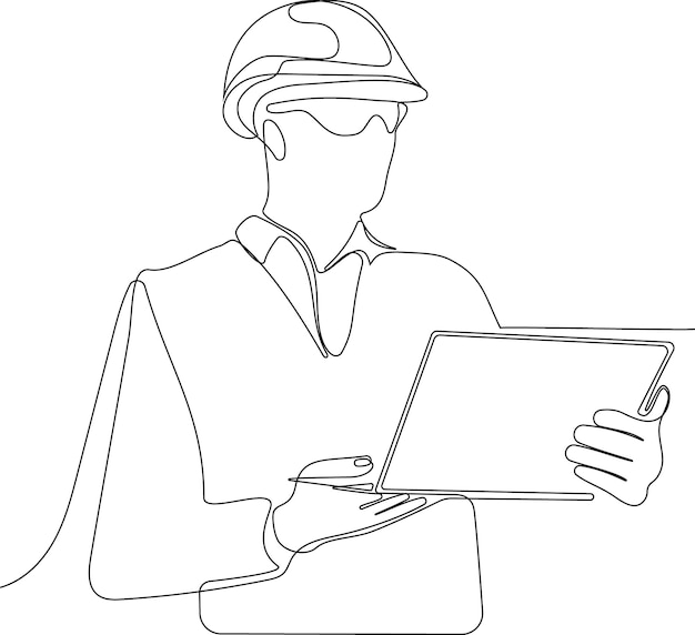 Vector landing page of architecture works. Continuous one line drawing for your minimal design