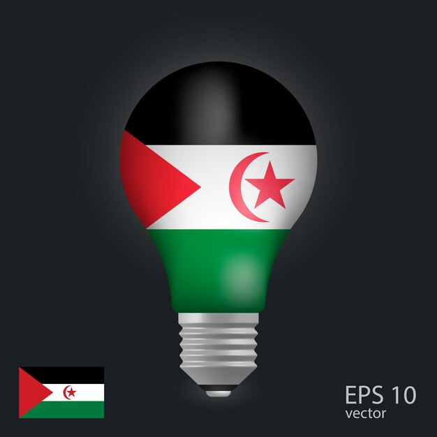 Vector light bulb with flag of Western Sahara 3D rendering isolated on gray background