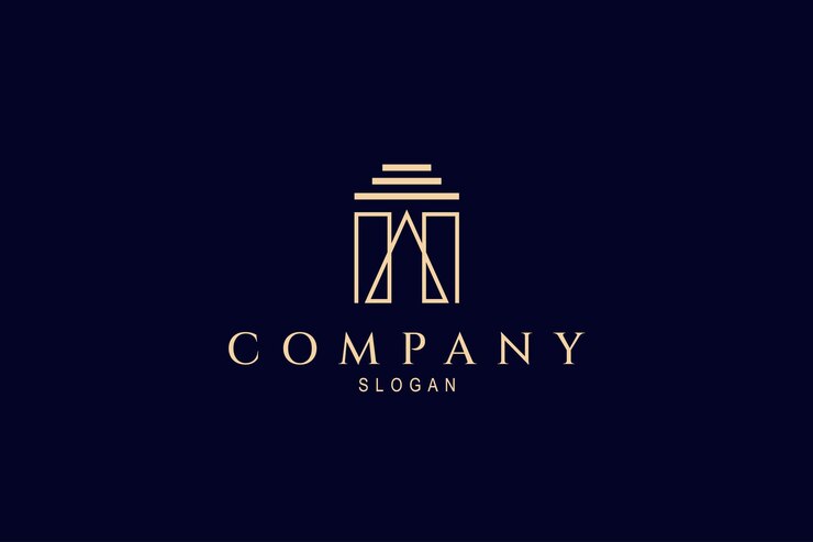 Vector logo on which an abstract image of a Greek column in a minimalist style