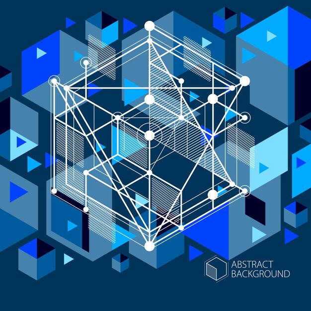 vector minimalistic geometric abstract 3d blue black composition in futuristic style. modern geometric composition can be used as template and layout.